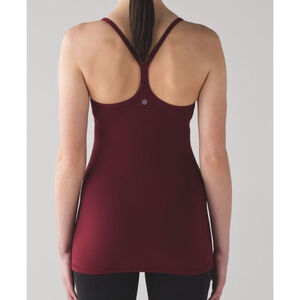 Lululemon Power Y Tank luon Deep Rouge Color Size 4 PTP 12.5” Length 25”